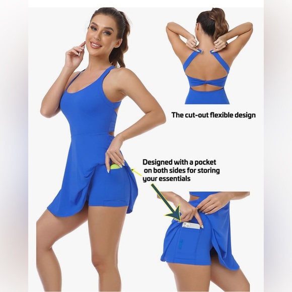 🔹NWT🔹TENNIS DRESS WITH BUILT IN BRA AND SHORTS🔹 79% Nylon, 21% Spandex🔹 - Picture 2 of 5